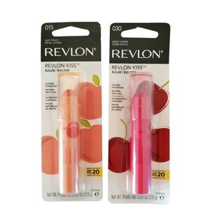NEW Set of 2 Revlon Kiss Balm Sweet Cherry #030 Juicy Peach #015 Broad Spectrum‎